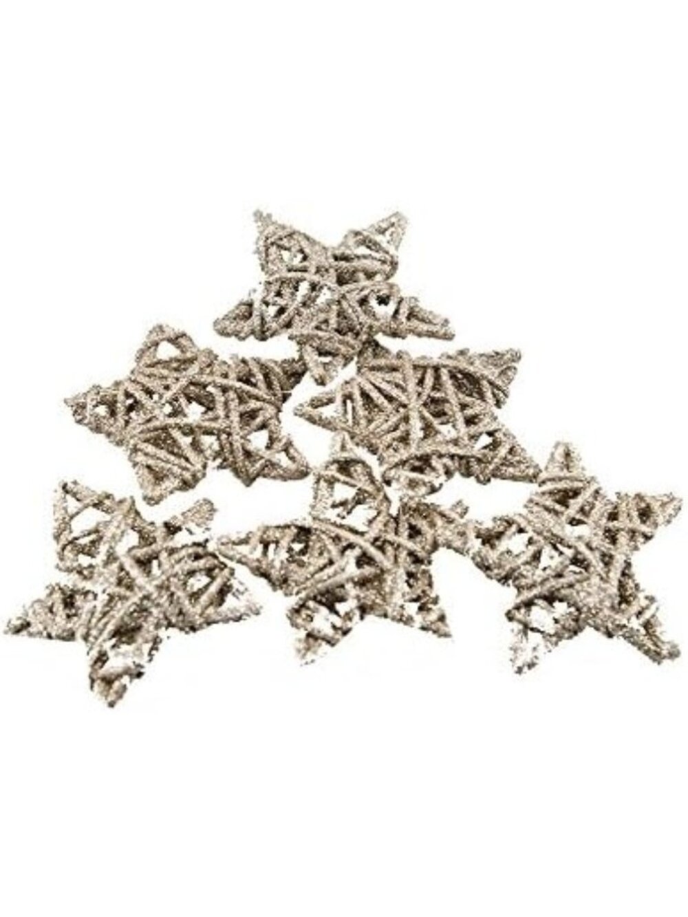 Glitter Star Ornaments Set Of Six Rustic Twine Design For Holiday & Event Decor
